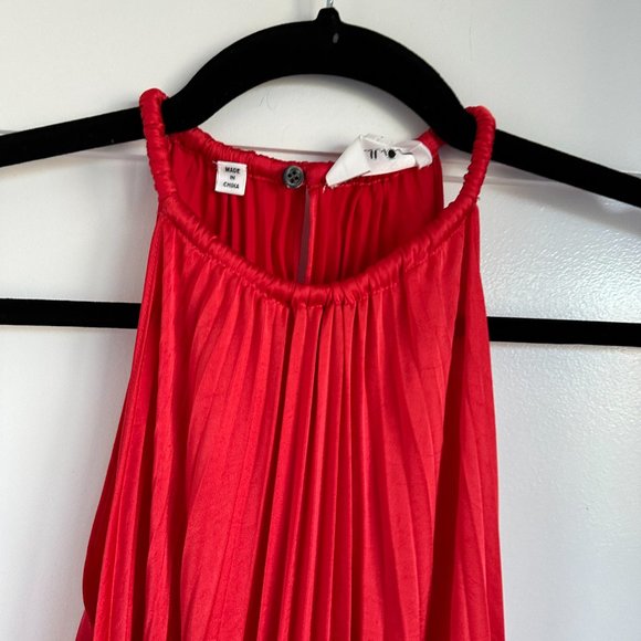 A.L.C. Renzo II Asymmetric Pleated Midi-dress Red Halter Neckline Smocked NWT - Picture 5 of 12